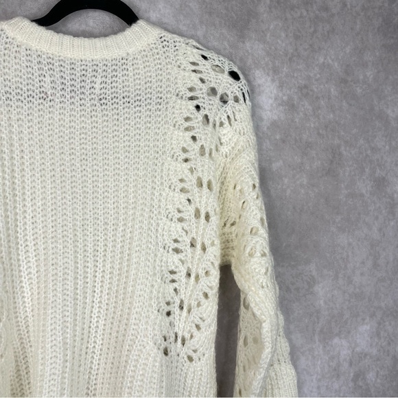 Pilcro x Anthropologie Devenne Pointelle Pullover Ivory Sweater Women's Size XS - Picture 9 of 9